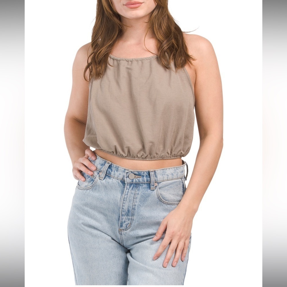 ZARA Crop halter top size L mink color